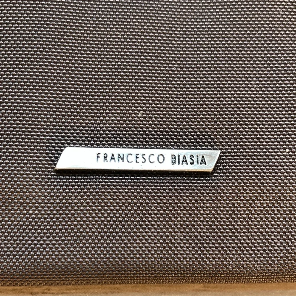 Francesco Biasia long travel wallet passport document leather and canvas